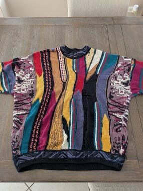 Carlo Alberto Australia Multicolor 3D Knit Sweater Size L Coogi Style